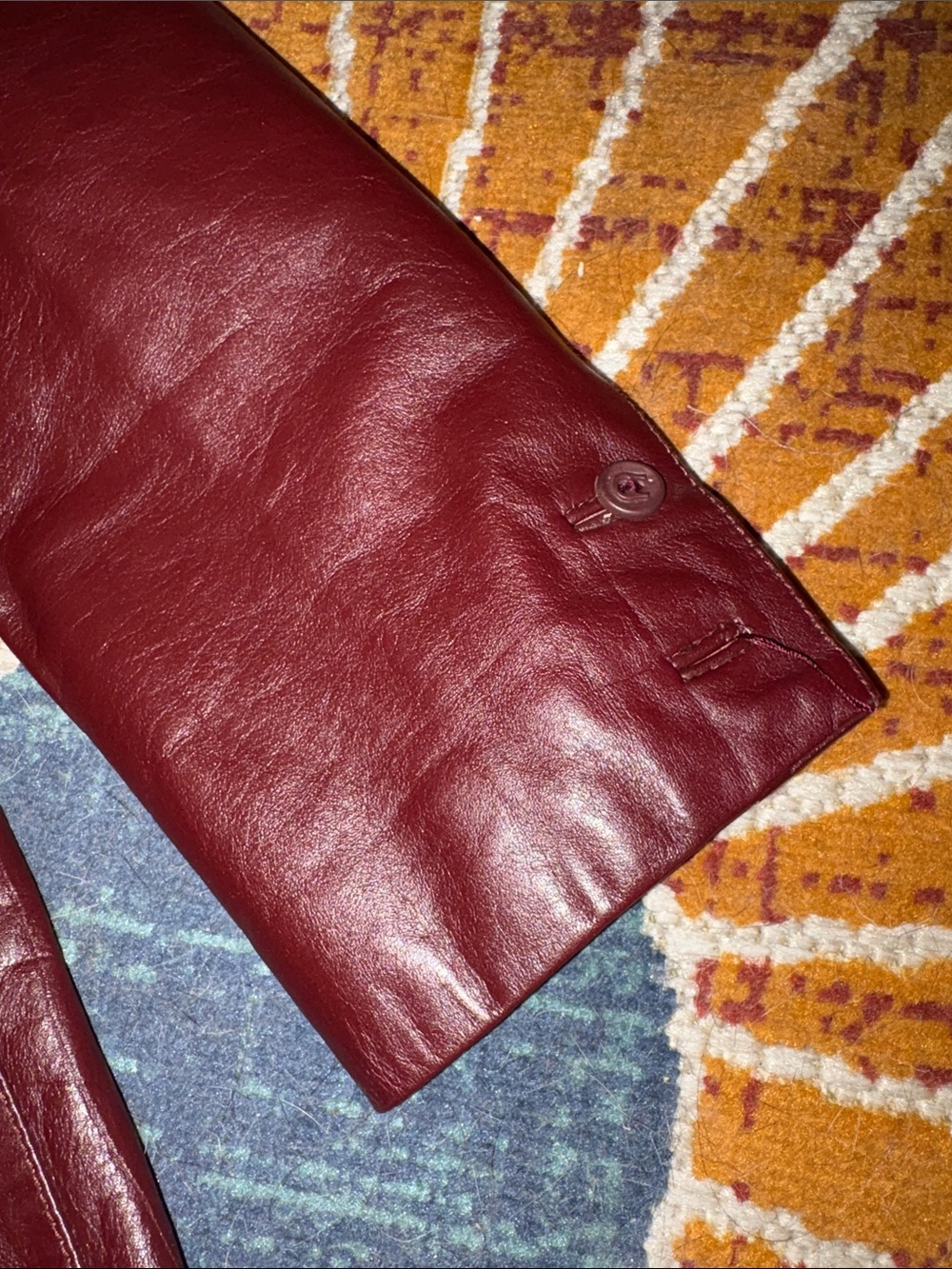 Etienne Aigner Wine Leather Blazer Jacket - Picture 6 of 9